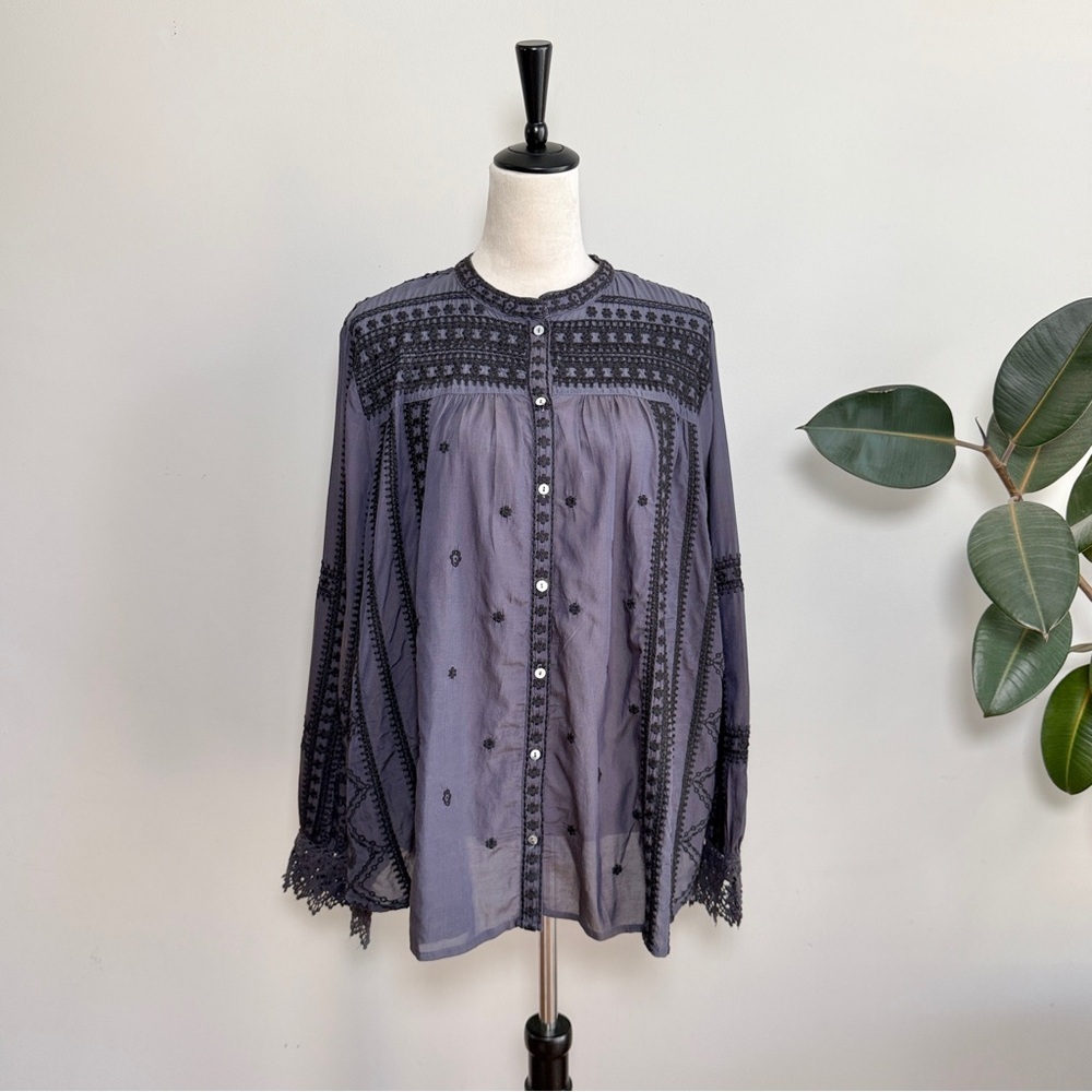 Sundance Corrine Dark Romance Eyelet Embroidered Blouse